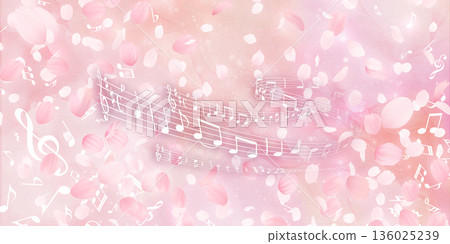 落花櫻花背景素材 136025239
