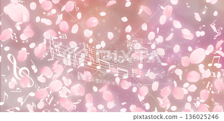 Background material of cherry blossoms with falling petals Background material of cherry blossoms with falling petals 136025246