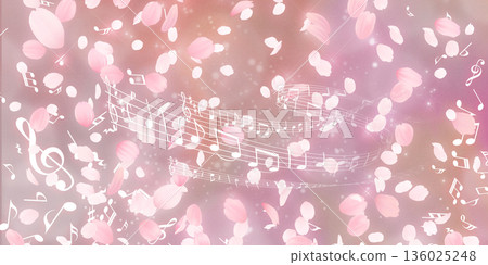 Background material of cherry blossoms with falling petals Background material of cherry blossoms with falling petals 136025248