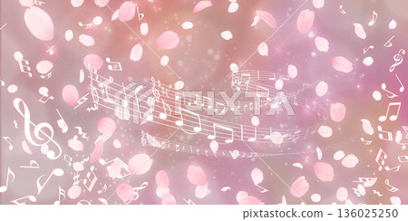 Background material of cherry blossoms with falling petals Background material of cherry blossoms with falling petals 136025250