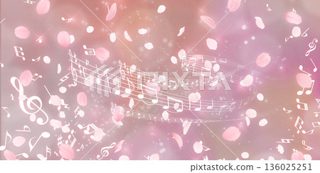 Background material of cherry blossoms with falling petals Background material of cherry blossoms with falling petals 136025251
