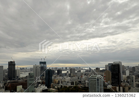 東京城市景觀：鄰近東京灣的港區全景 136025362