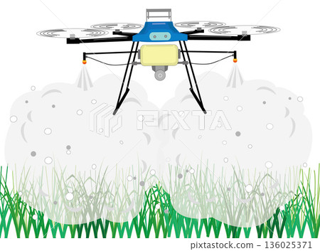 無人機噴灑農藥的示意圖 136025371