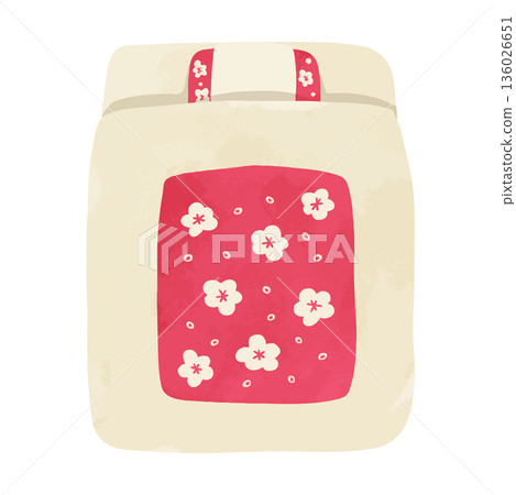 Plum blossom pattern futon watercolor vector hand-drawn illustration Plum blossom pattern futon watercolor vector hand-drawn illustration 136026651