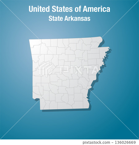 Arkansas state divided into counties, the USA 136026669