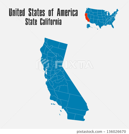 Vector map of the USA - State California Vector map of the USA - State California 136026670
