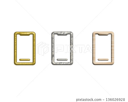 Gold and silver smartphone icon. Gold and silver smartphone icon. 136026928