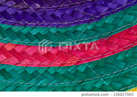 Colorful background of woven straw Colorful background of woven straw 136027003