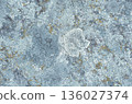Natural stone surface with multi colored lichen stains. 136027374