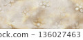 Japanese-style background material. Elegant Japanese paper texture with cherry blossom embossing and gold leaf. (Vector, illustration) 136027463