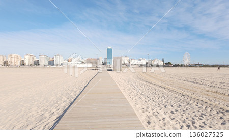 Figueira da Foz beach with boardwalk Figueira da Foz beach with boardwalk 136027525