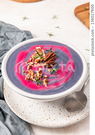 Purple Soup with Pecans and Rosemary Purple Soup with Pecans and Rosemary 136027600