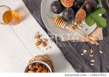 Fresh Black Mission Figs Still Life Fresh Black Mission Figs Still Life 136027653