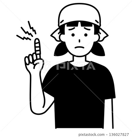 A female waitress at an izakaya with an injured finger 136027827