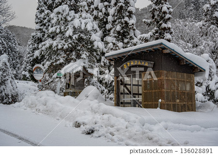 bus stop covered in snow bus stop covered in snow 136028891