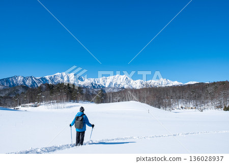 Nakayama Plateau Snow Trekking (View of the Northern Alps) 136028937