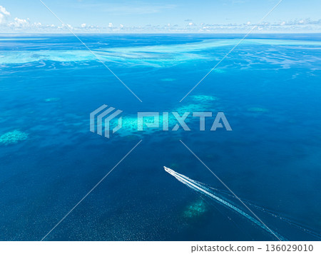 Blue sea seen from the sky - Palau scenery Blue sea seen from the sky - Palau scenery 136029010