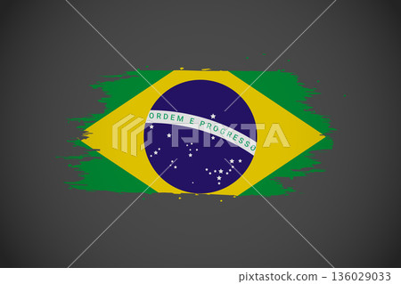 Brazil Flag with Artistic Brushstroke Effect. Brazil Flag with Artistic Brushstroke Effect. 136029033