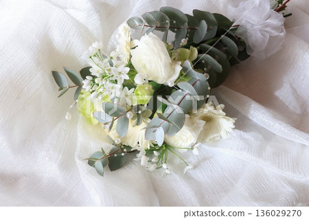 Bridal image with white flowers 136029270