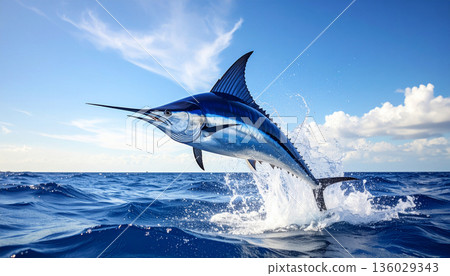 Swordfish Jumping Out of the Ocean 136029343