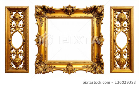 Empty Vintage Golden Picture Frame 136029358