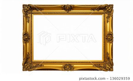 Empty Vintage Golden Picture Frame 136029359