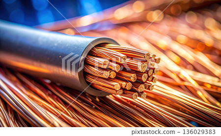 Copper Electrical Wires Close-Up 136029383