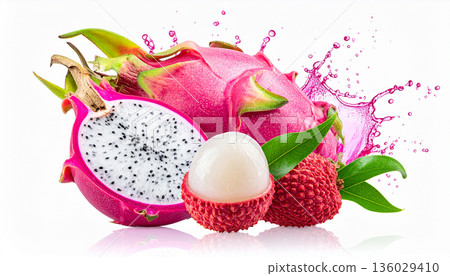 Dragon Fruit and Lychee Composition Dragon Fruit and Lychee Composition 136029410