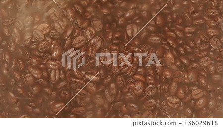 Fresh coffee beans ready for brewing in a coffee shop located in a busy city during the morning rush hour 136029618