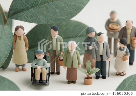 一個溫馨的日常場景：坐輪椅的人們和店主互相扶持。 136030366