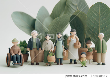 一個溫馨的日常場景：坐輪椅的人們和店主互相扶持。 136030367