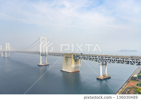 Sakaide City, Kagawa Prefecture The Seto Ohashi Bridge as seen from the Seto Ohashi Tower 136030489