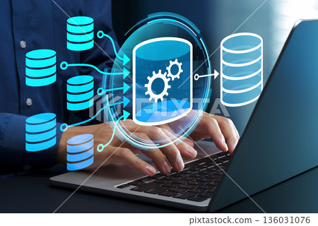 Data integration and ETL process for building a data warehouse. ETL involves extracting, transforming, and loading data. 136031076