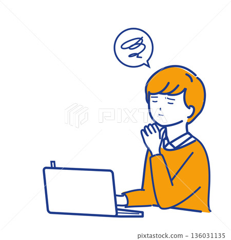 A business person who can't come up with ideas before a meeting (different color) (complicated) A business person who can't come up with ideas before a meeting (different color) (complicated) 136031135