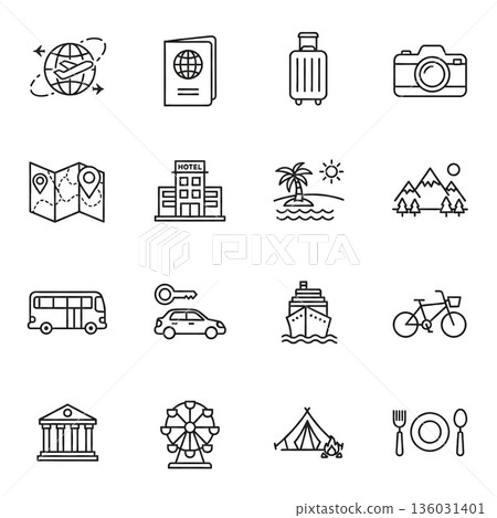 旅遊活動圖標集 136031401