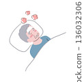 Illustration material of a senior man who is sick and in bed 136032306