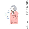 Illustration material of an elderly woman with a sore throat 136032308