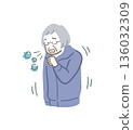 Illustration material of a coughing senior woman 136032309