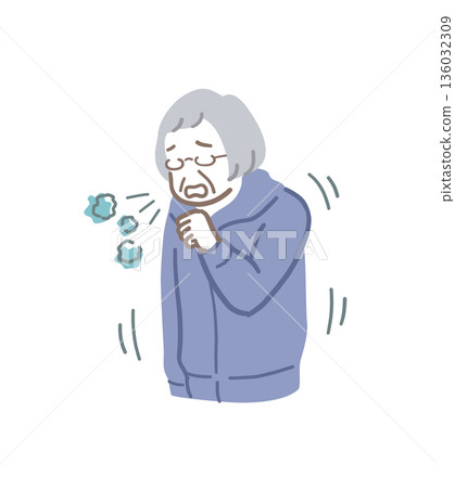 咳嗽的老婦人插圖 咳嗽的老婦人插圖 136032309