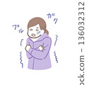 Illustration material of a woman shivering with cold 136032312