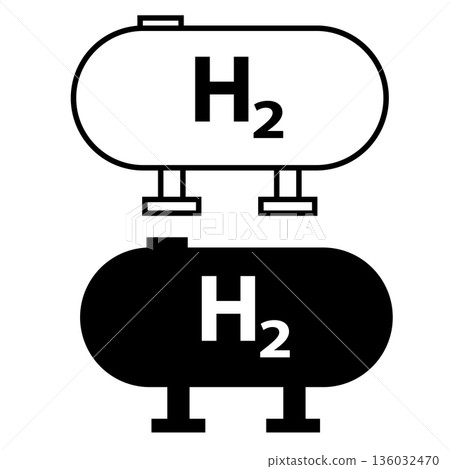 Hydrogen gas tank icon. Hydrogen tank sign. Hydrogen gas storage tank symbol. flat style. Hydrogen gas tank icon. Hydrogen tank sign. Hydrogen gas storage tank symbol. flat style. 136032470