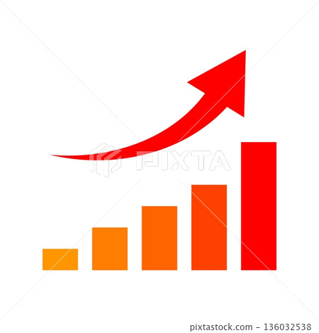Illustration of an upward trending bar graph 136032538