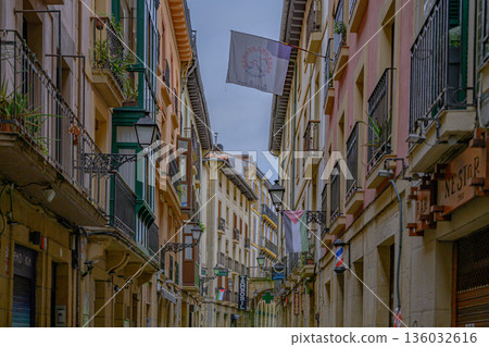 San Sebastian, Old Town, street, temple, midsummer, Spain 136032616