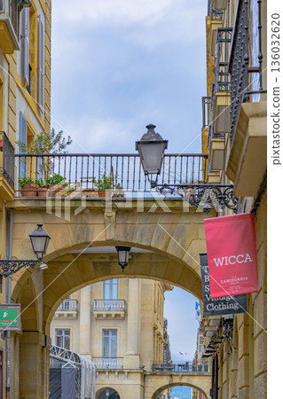 San Sebastian, Old Town, street, temple, midsummer, Spain 136032620