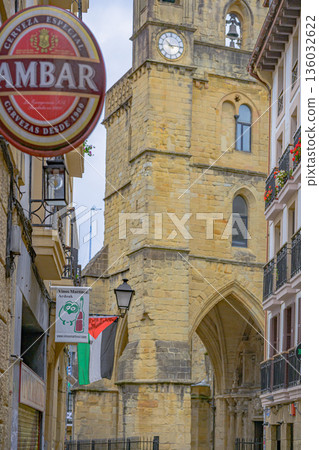 San Sebastian, Old Town, street, temple, midsummer, Spain 136032622