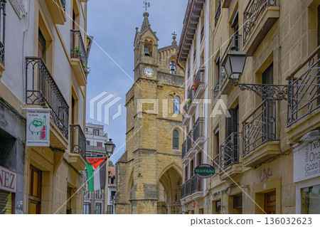 San Sebastian, Old Town, street, temple, midsummer, Spain 136032623