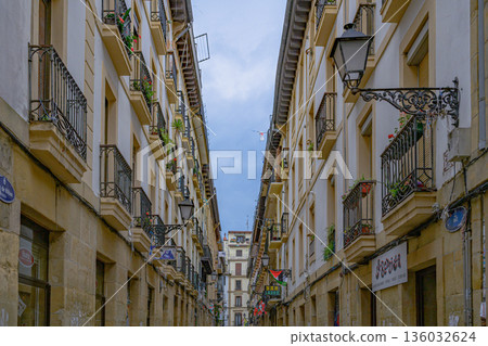San Sebastian, Old Town, street, temple, midsummer, Spain 136032624