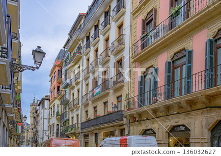 San Sebastian, Old Town, street, temple, midsummer, Spain 136032627