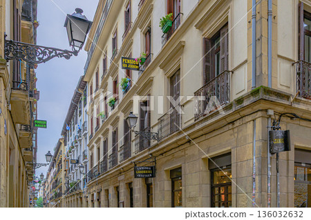 San Sebastian, Old Town, street, temple, midsummer, Spain 136032632