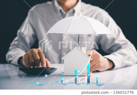 Home property insurance and service need an agent to insure value increases under an umbrella, with a calculator suggesting financial coverage, to insure your real estate investment 136032776